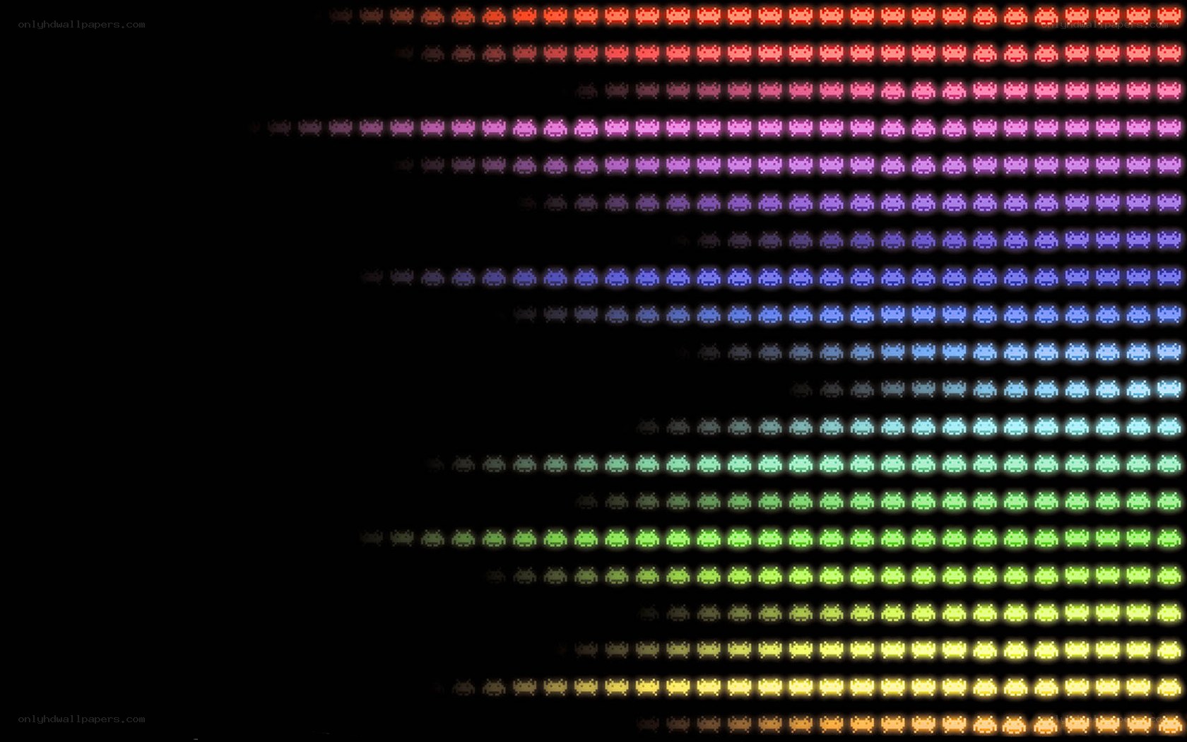 Space Invaders pixel art rainbow