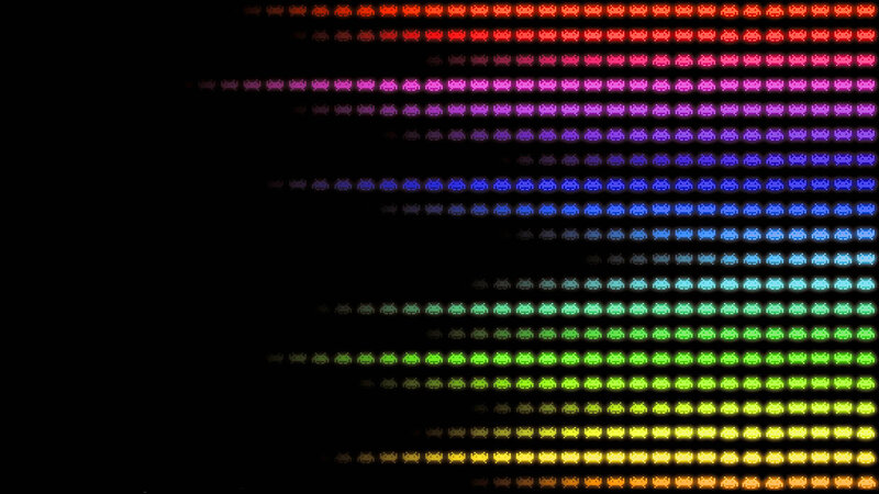 Space Invaders rainbow pattern