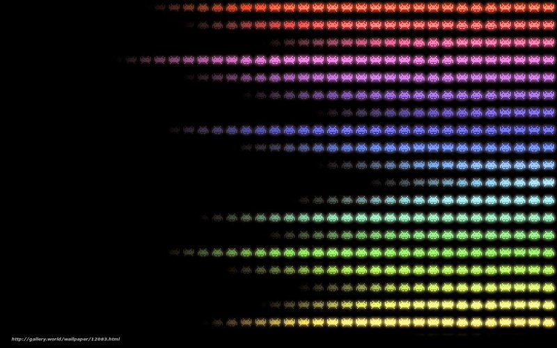 Space Invaders rainbow pattern