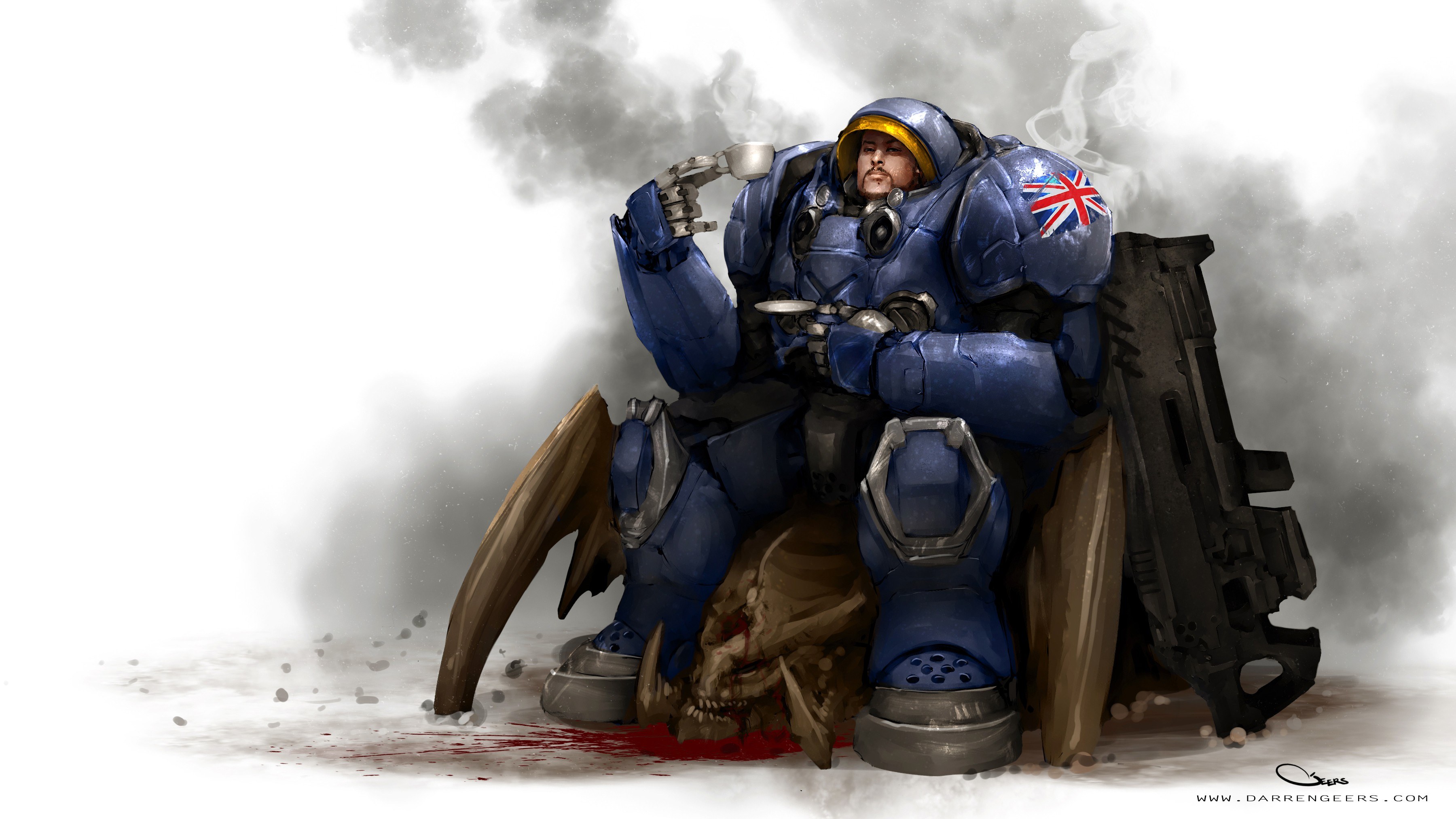 Space marine drinking tea