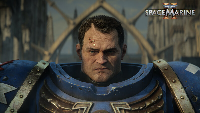 Space Marine in Armor — Blue, Serious