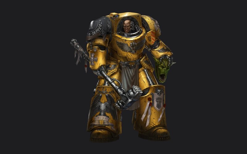 Space Marine with Green Skull