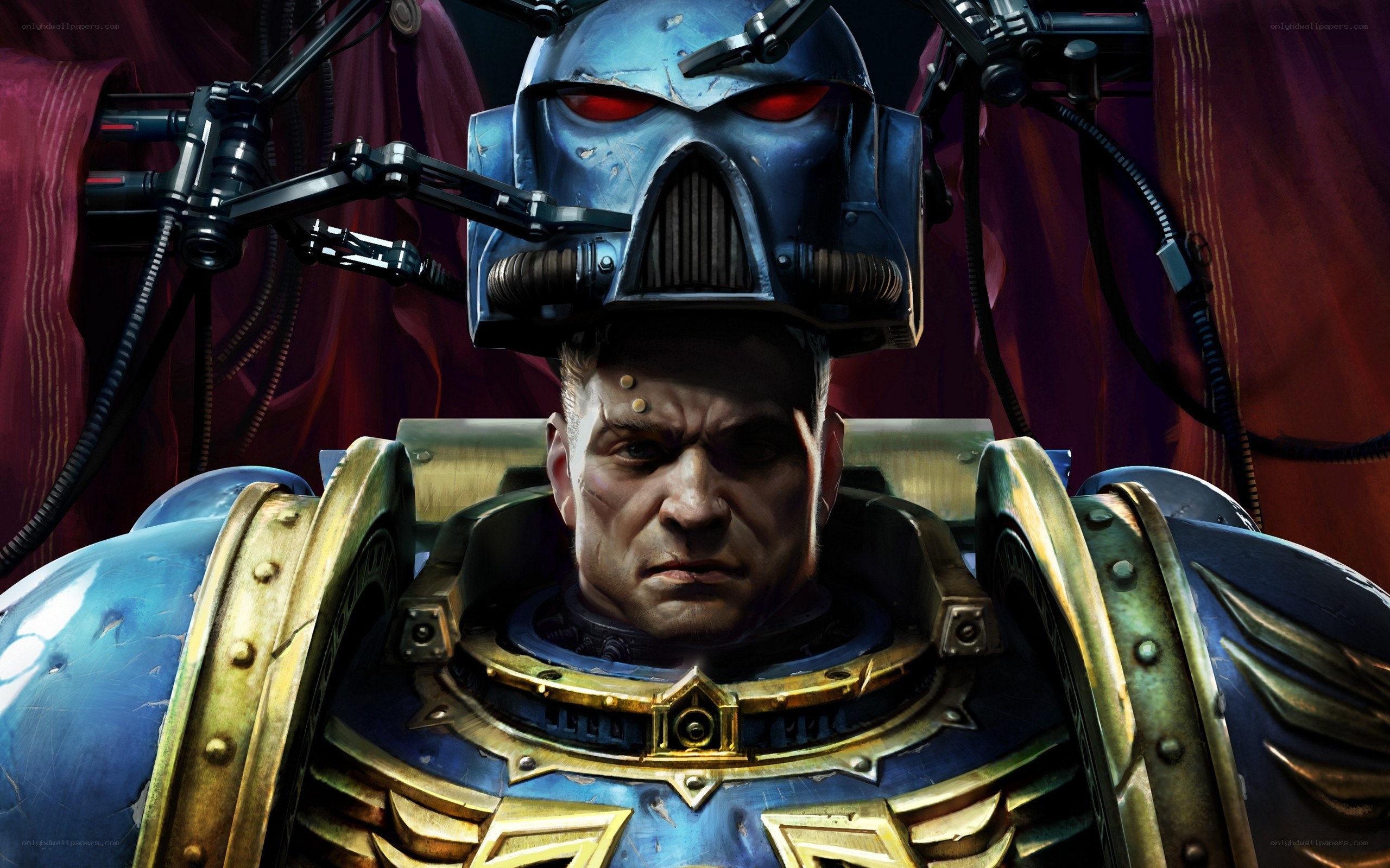 space marine with robotic helmet