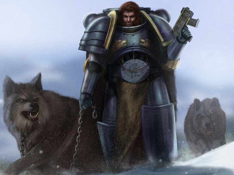 Space Marine with Wolves — Blue
