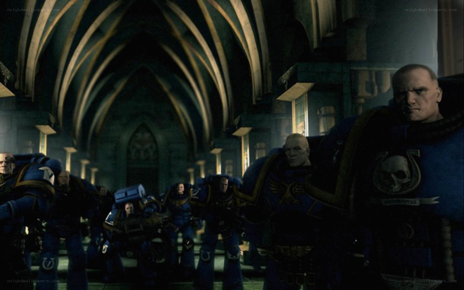 Space Marines in a cathedral