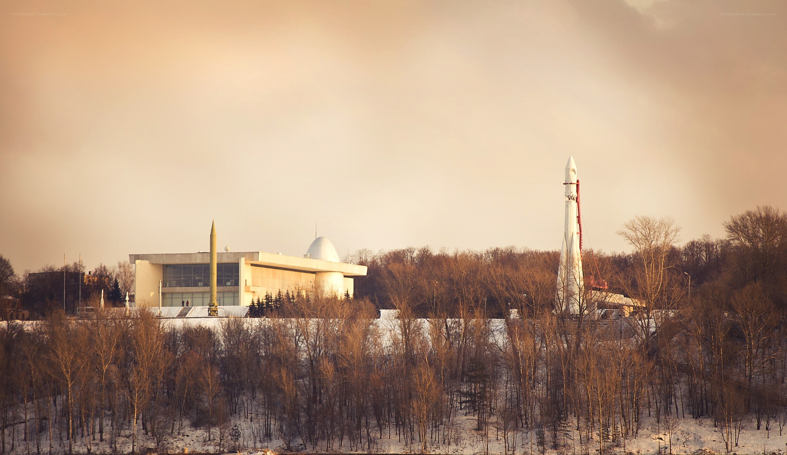 Space museum with rocket display