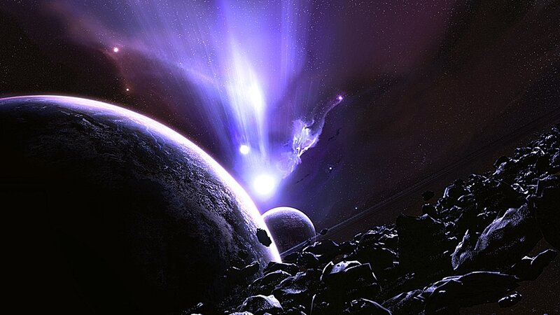 space nebula planet scene