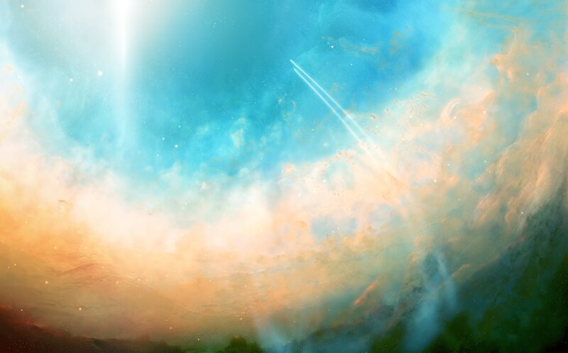 Space Nebula with Comet