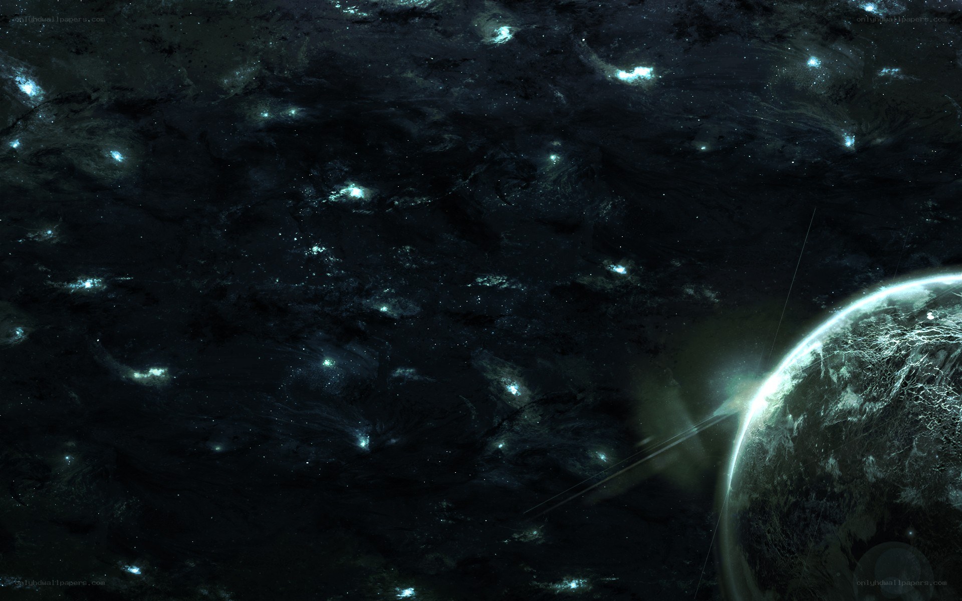 space nebula with planet