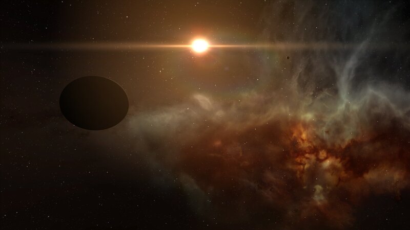 space nebula with planets