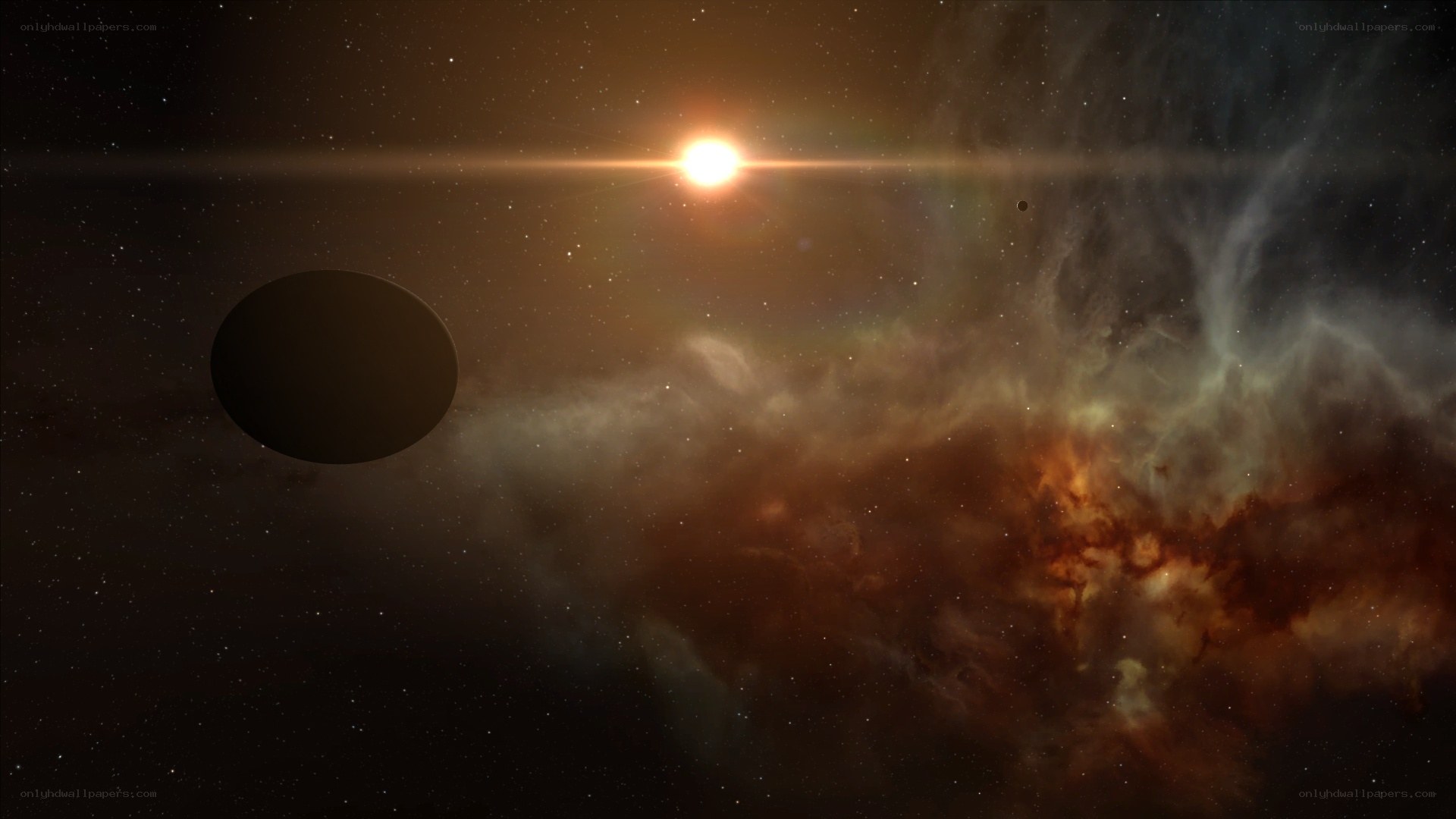 space nebula with planets