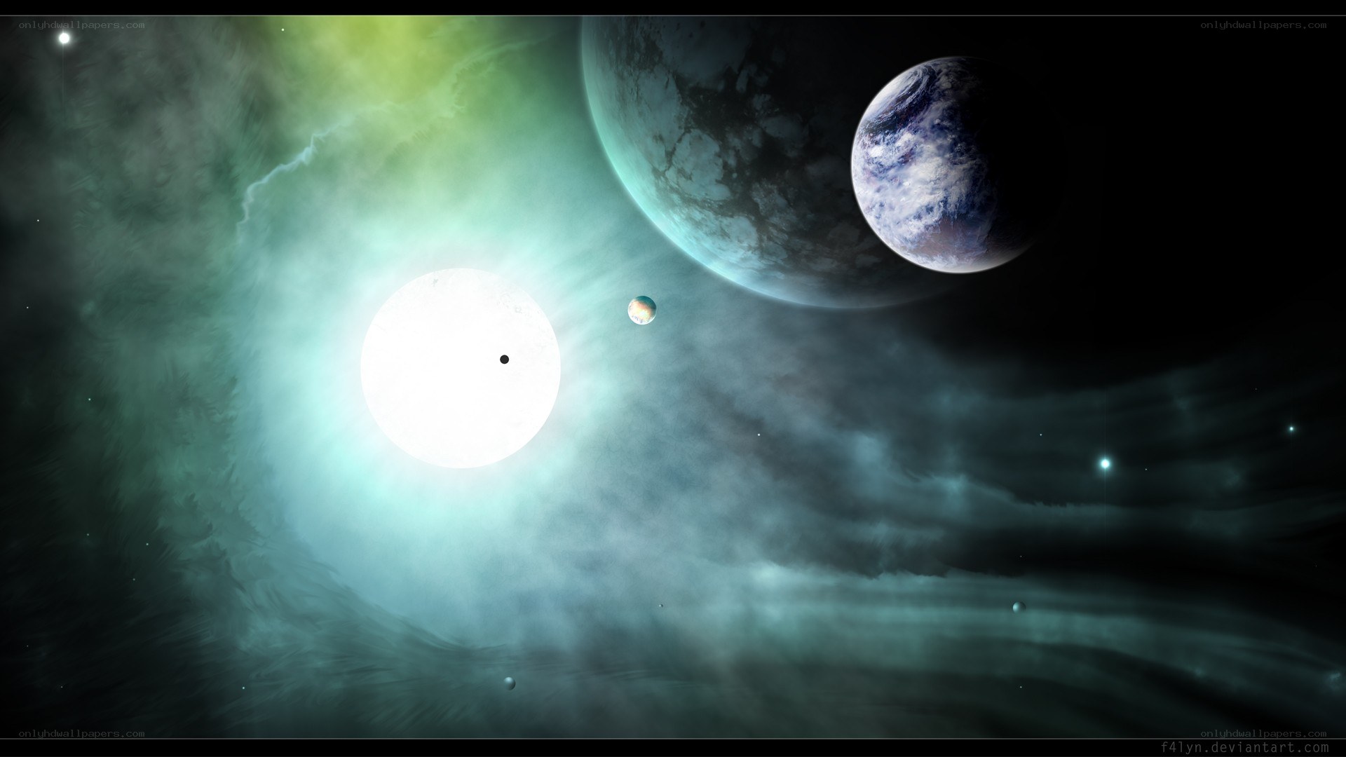 space nebula with planets