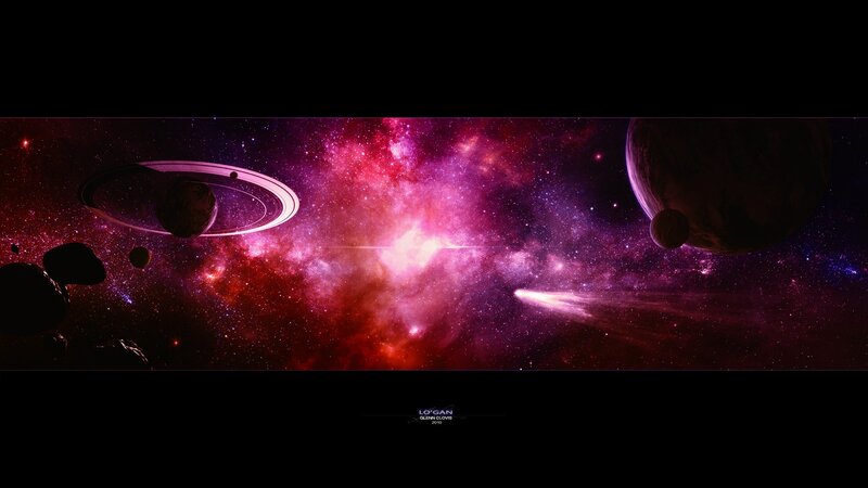 space nebula with planets