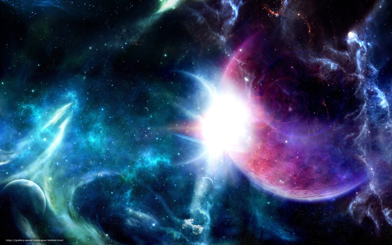Space Nebula with Planets — Blue