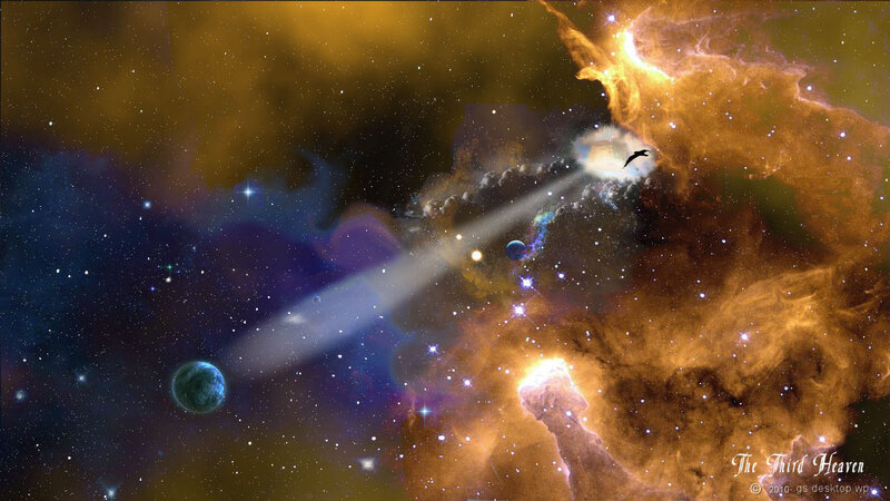 Space Nebula with Planets — Orange