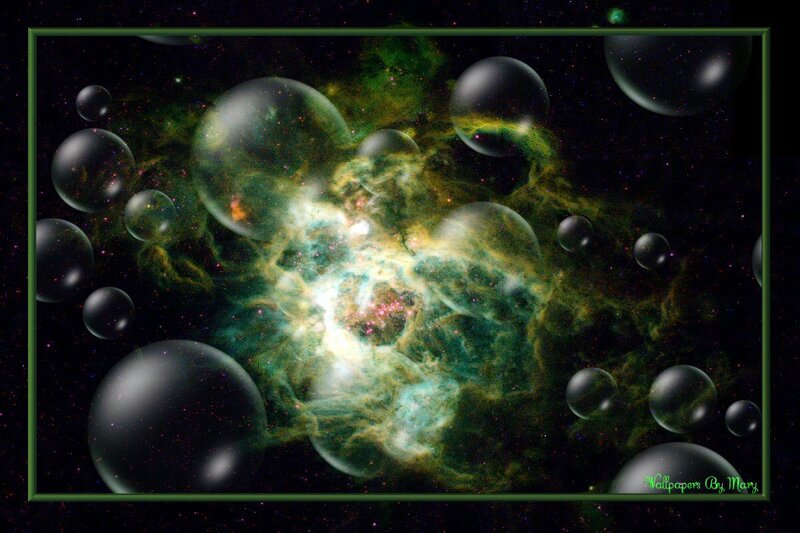 Space Nebula with Spheres