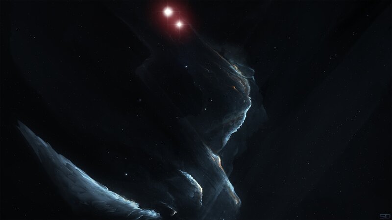 Space Nebula with Stars — Black