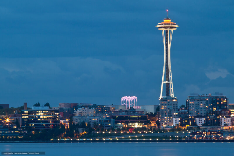 Space Needle at Dusk — Blue