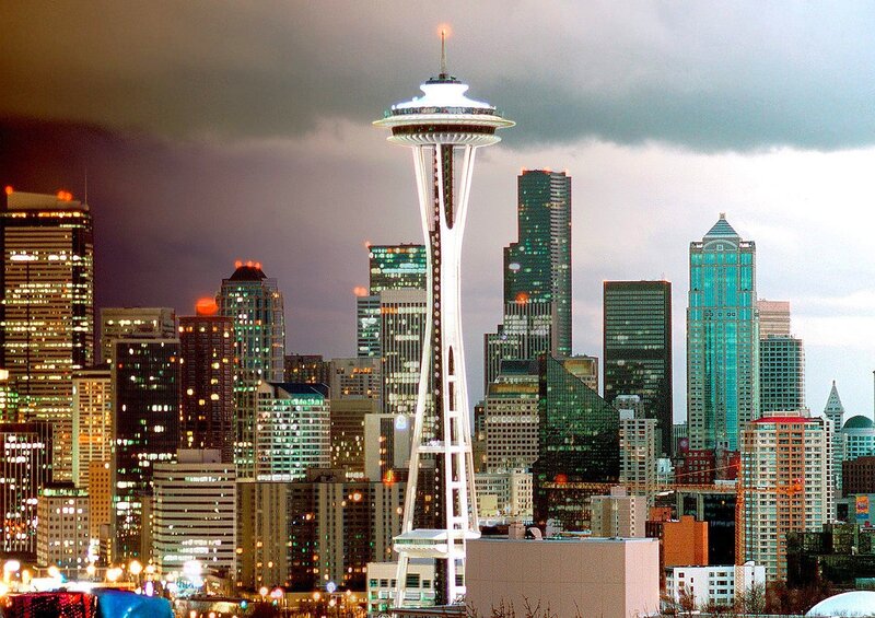 Space Needle at Dusk — Gray