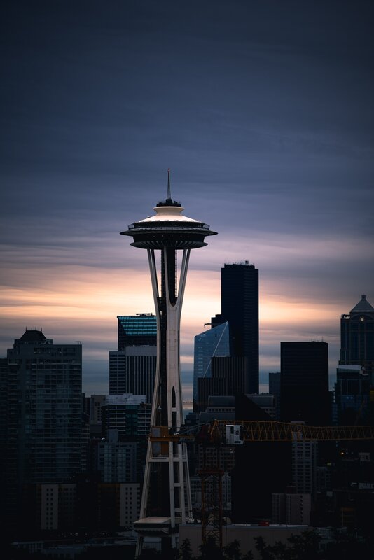 Space Needle at Dusk — Purple