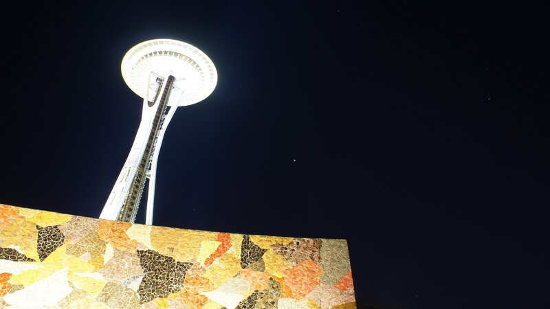 Space Needle at Night — Black, Dramatic