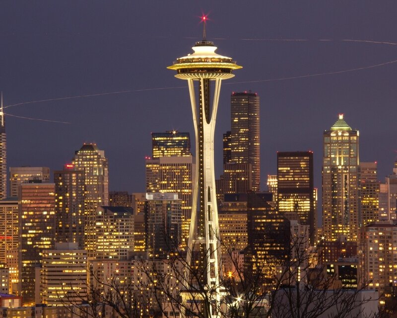 Space Needle at Night — Purple, Dramatic