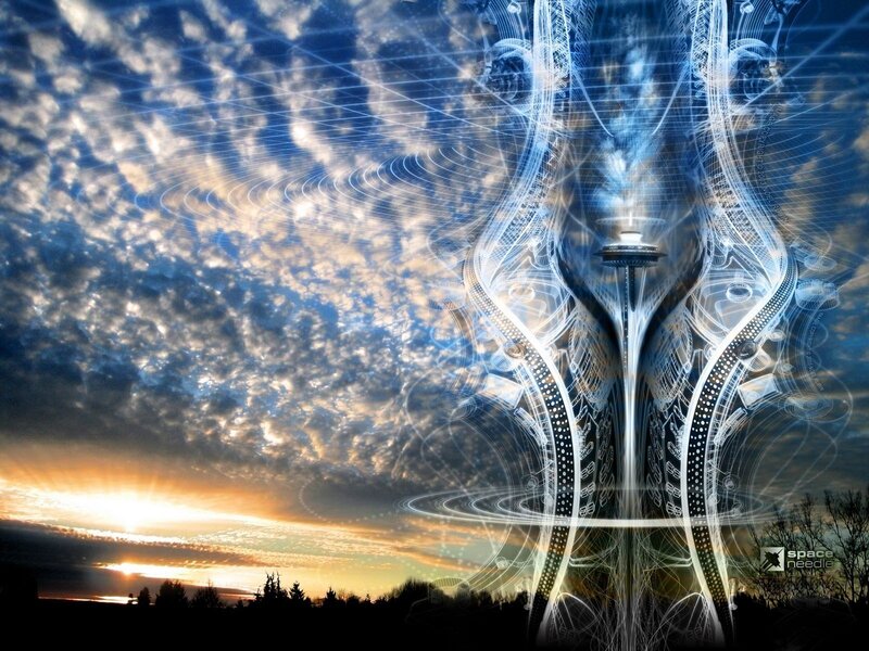 Space Needle Tower — Blue, Dramatic