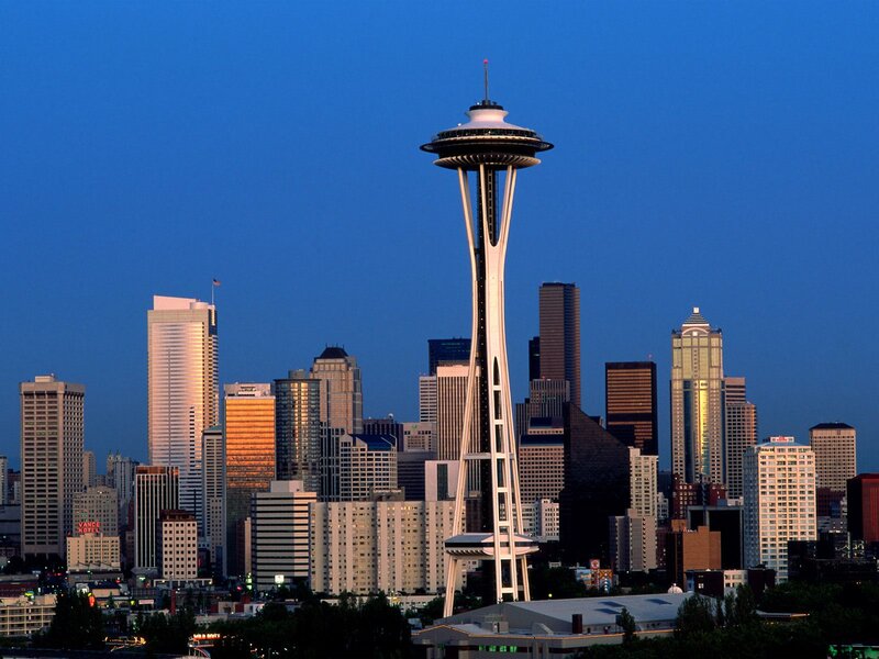 Space Needle Tower — Blue, Serene