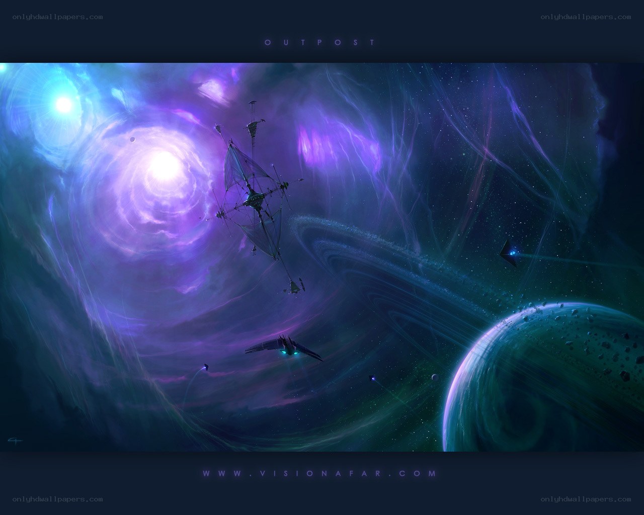 Space outpost in nebula