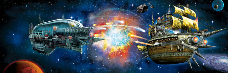 Space pirate battle scene