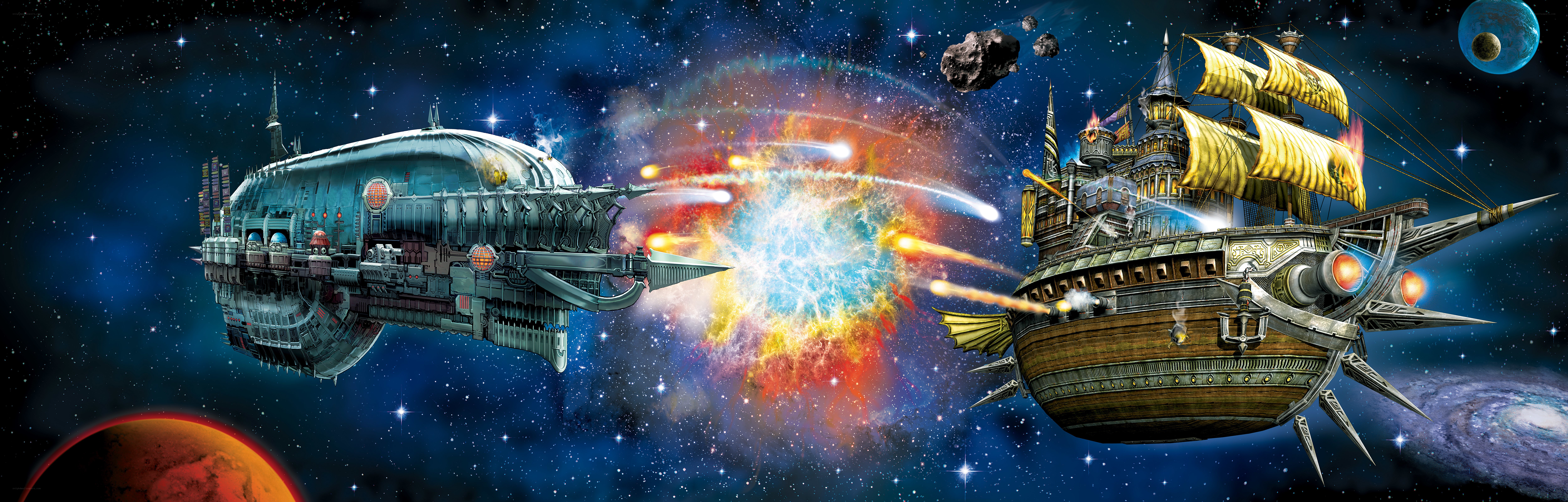 Space pirate battle scene