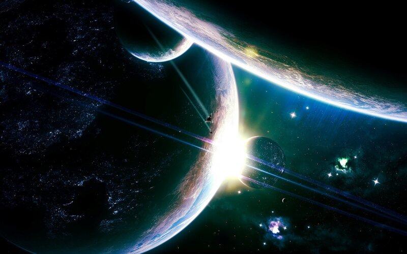 Space planet and star system