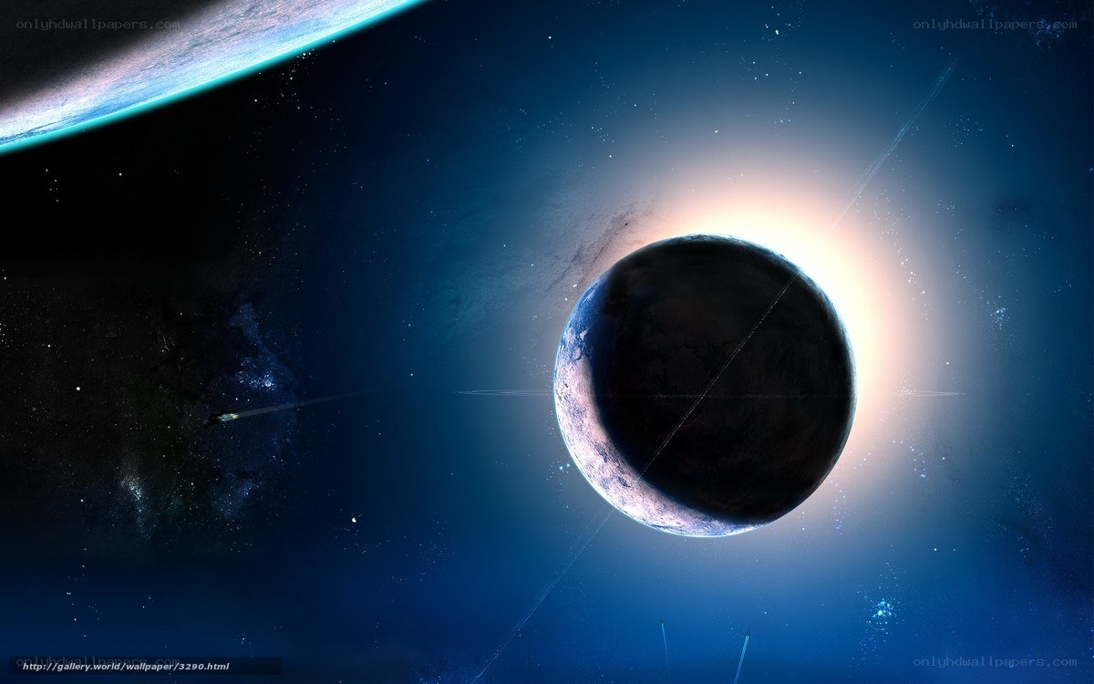 Space planet eclipse scene