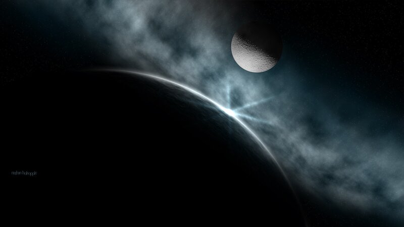 space planet moon nebula