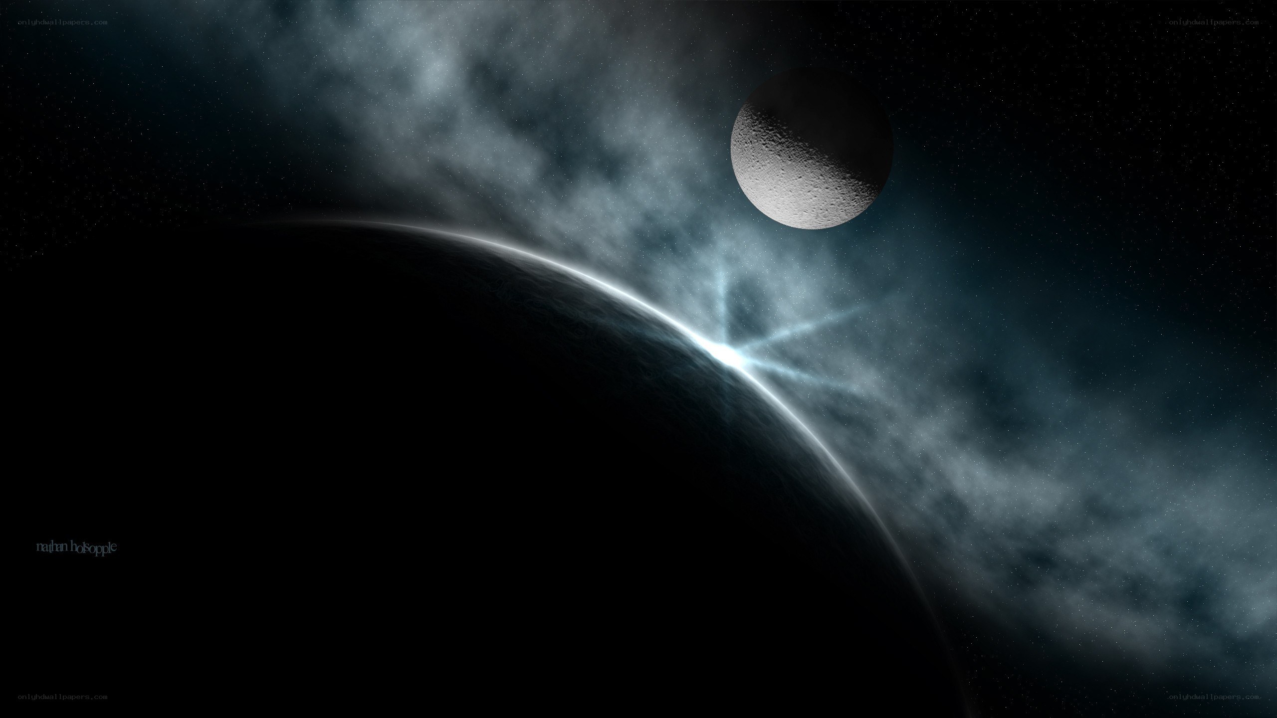 space planet moon nebula