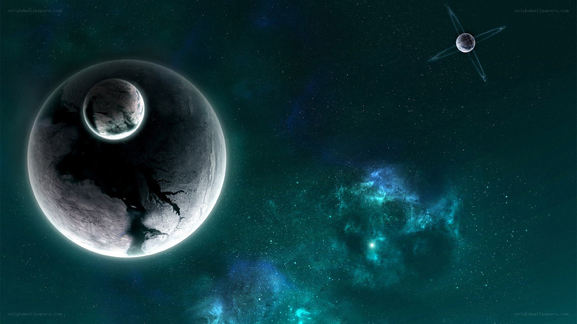 space planet nebula scene
