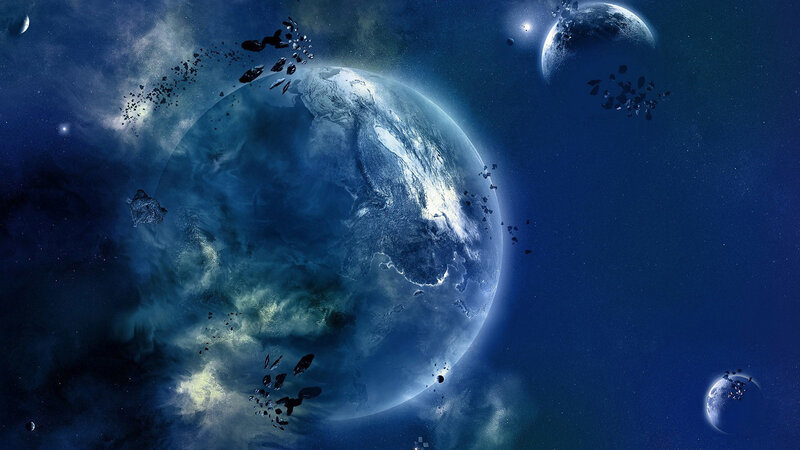 space planet nebula scene