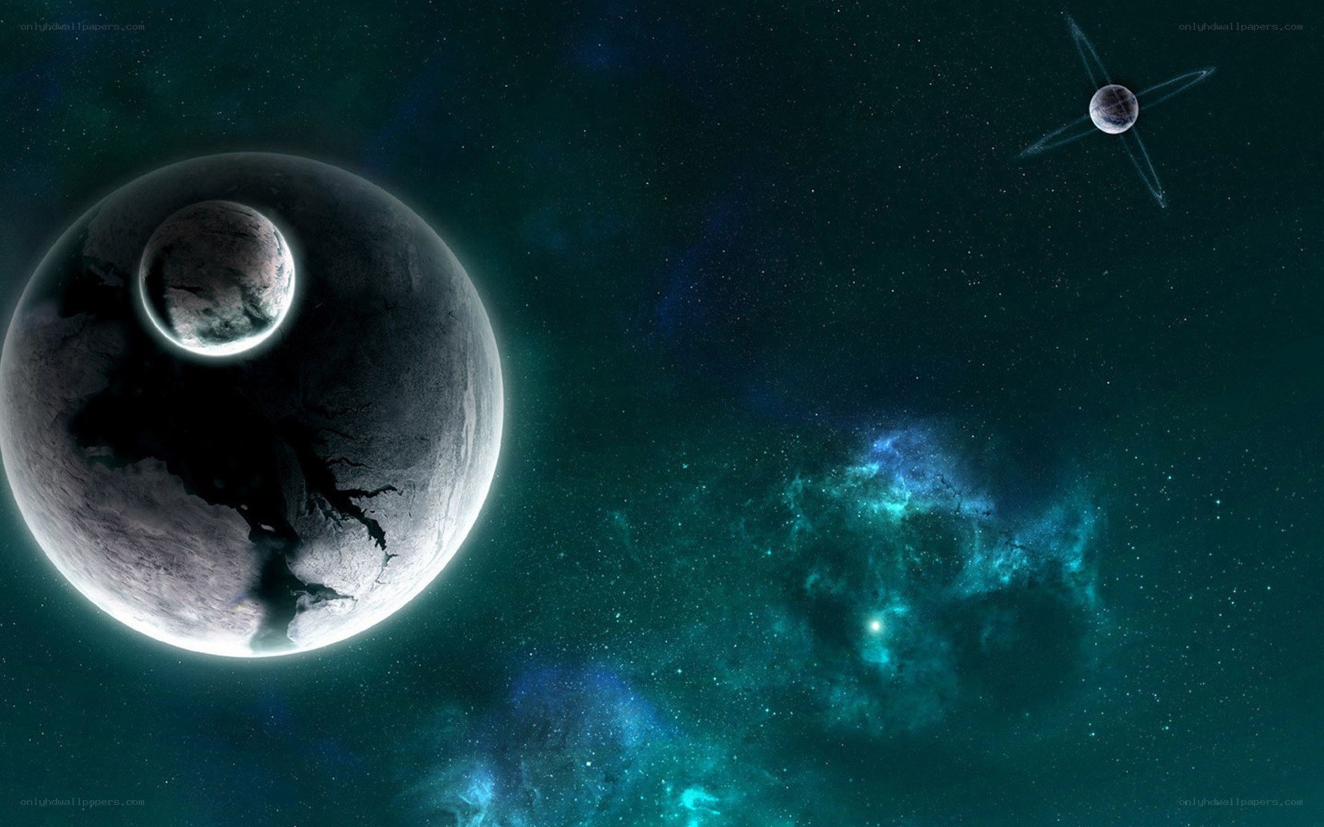 space planet nebula scene