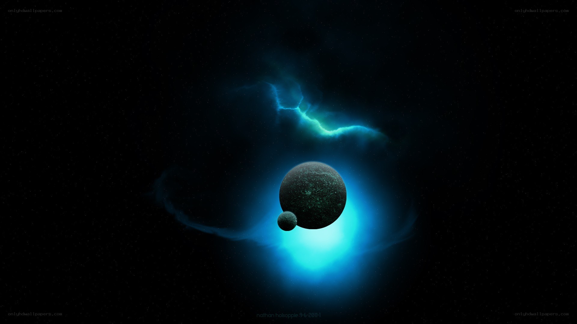 space planet nebula scene