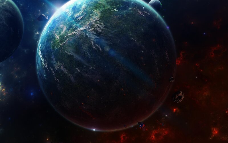 space planet nebula scene