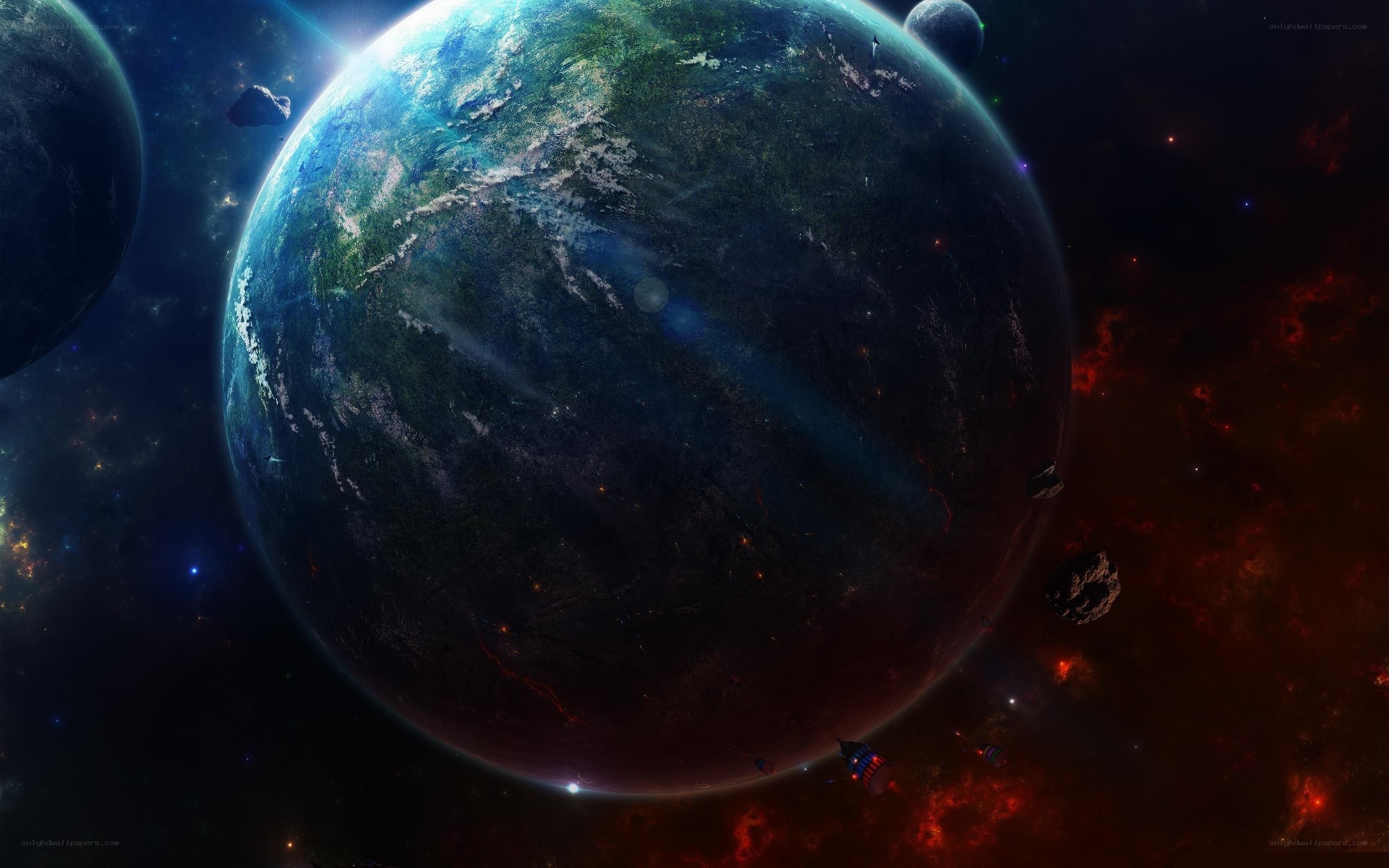 space planet nebula scene