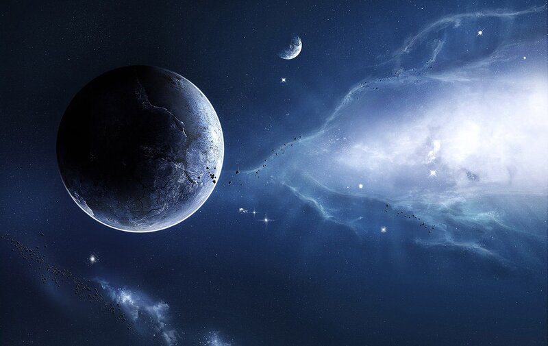 space planet nebula scene