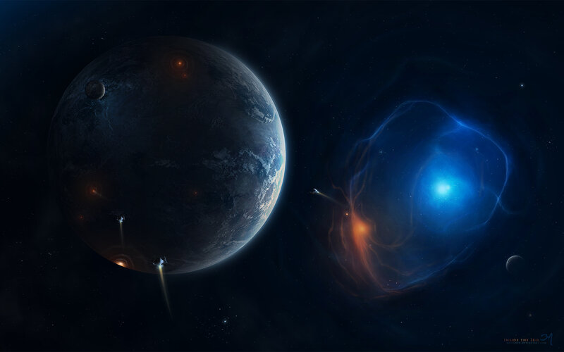 space planet nebula scene