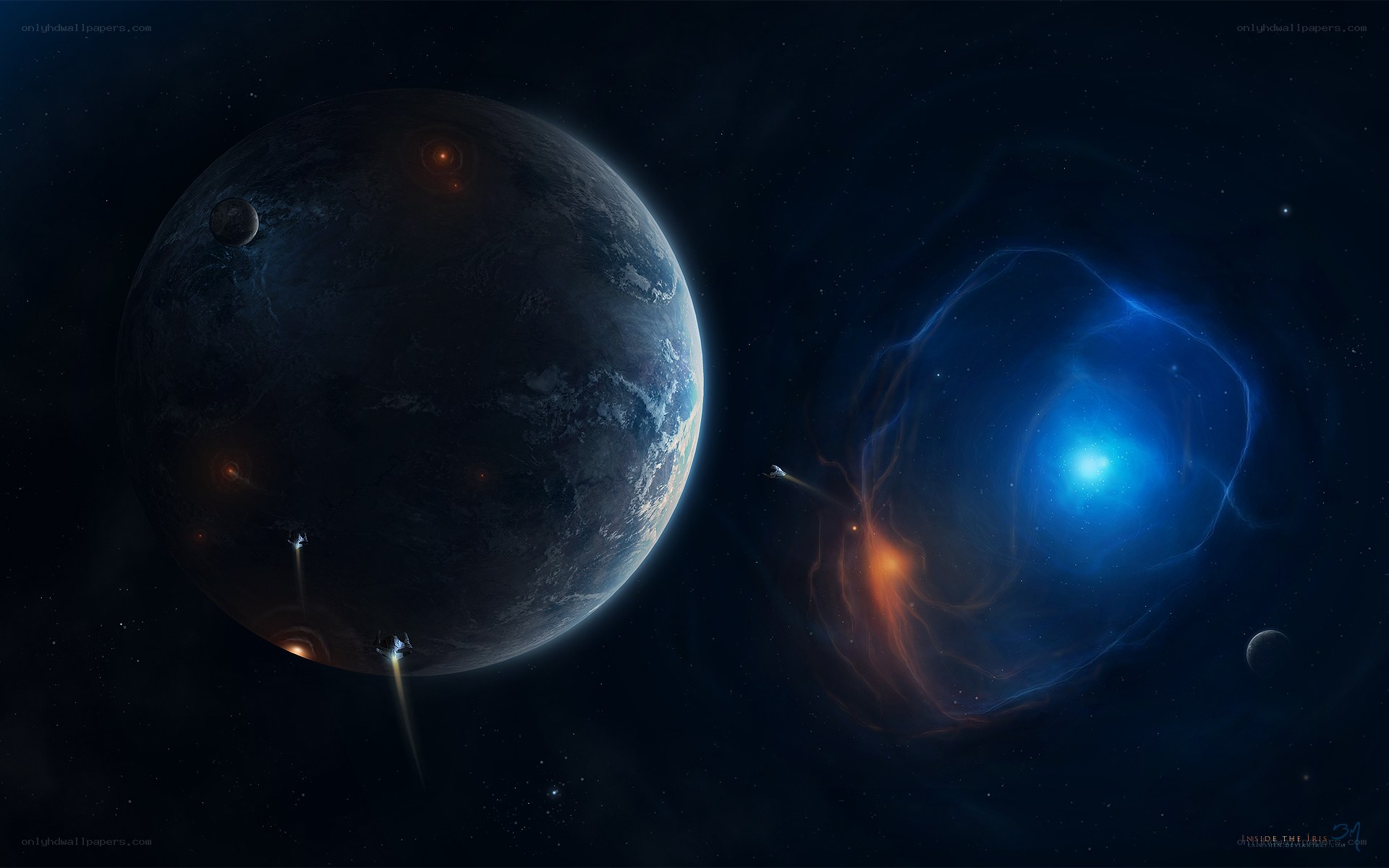 space planet nebula scene