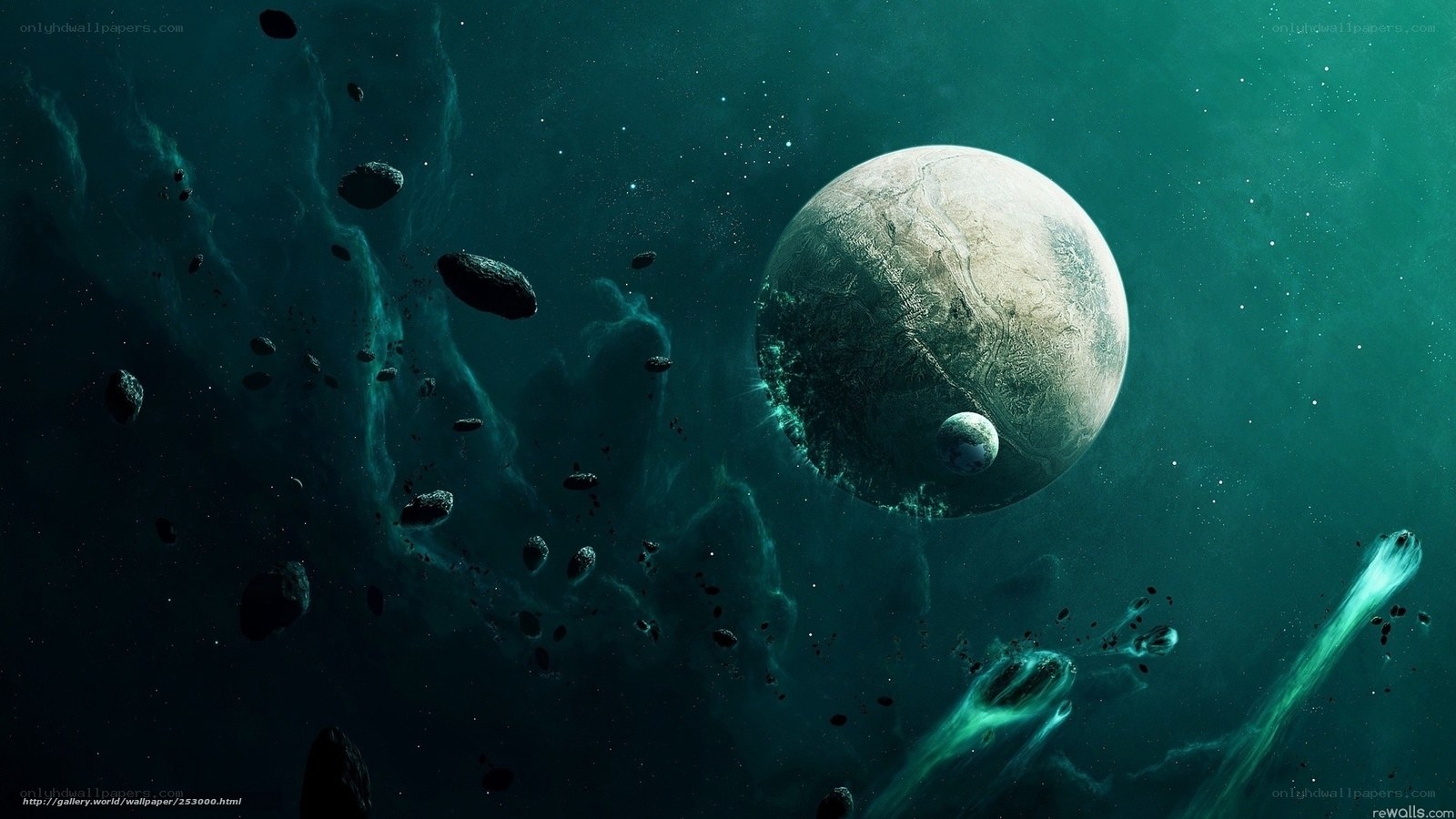 space planet nebula scene