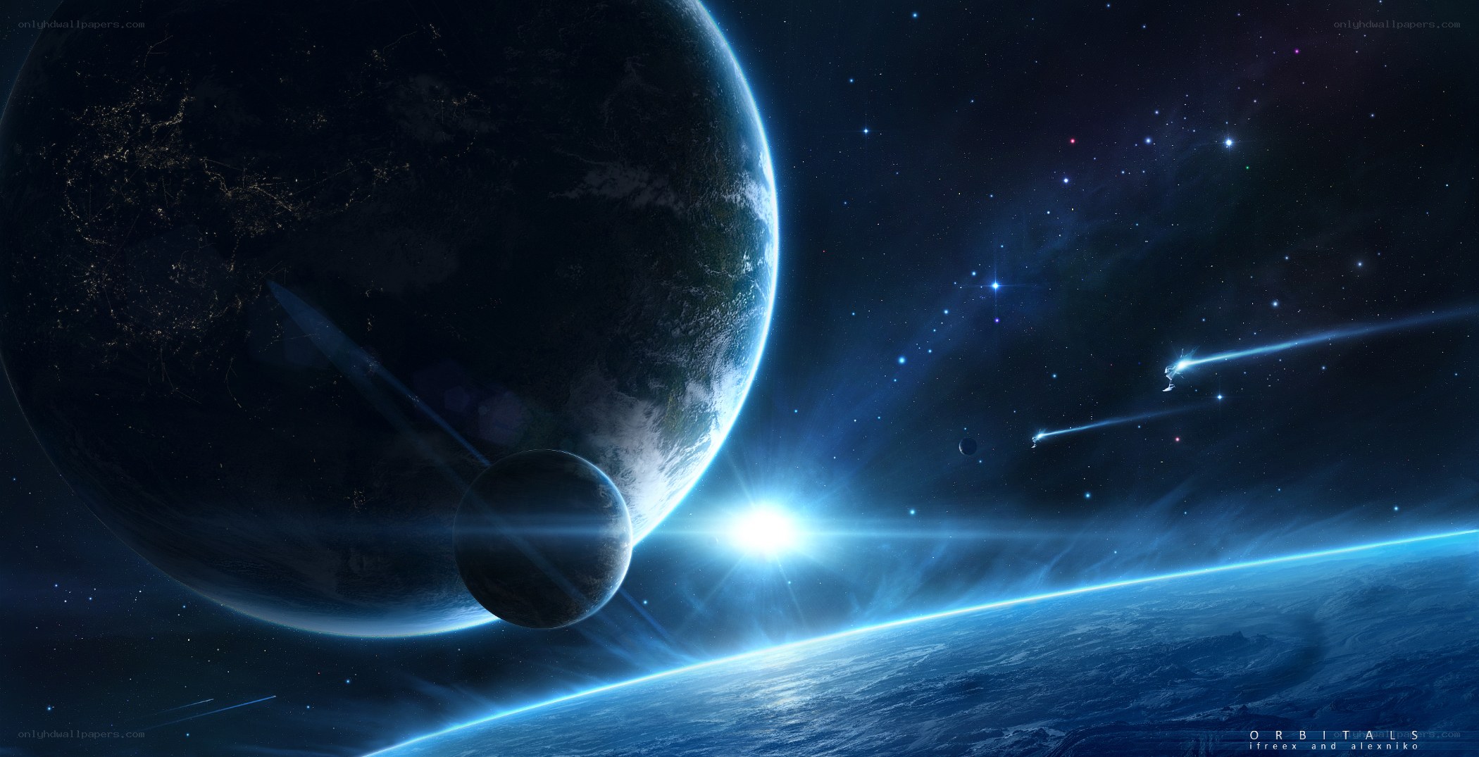 Space planet orbit scene