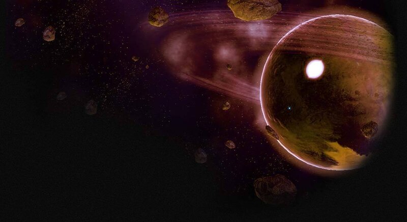 space planet with asteroids