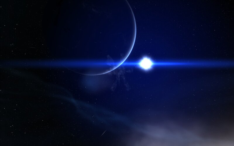 space planet with bright star