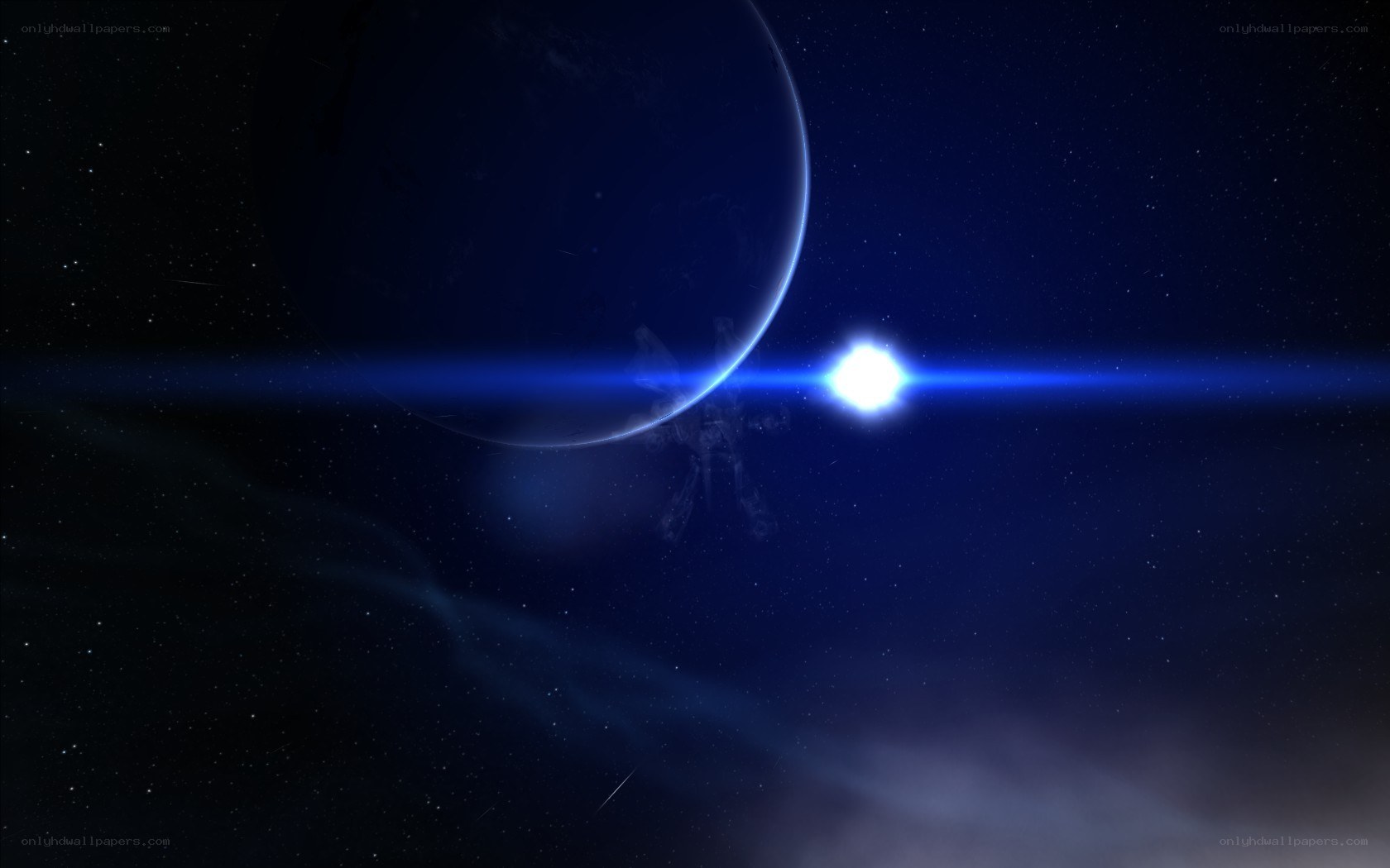 space planet with bright star