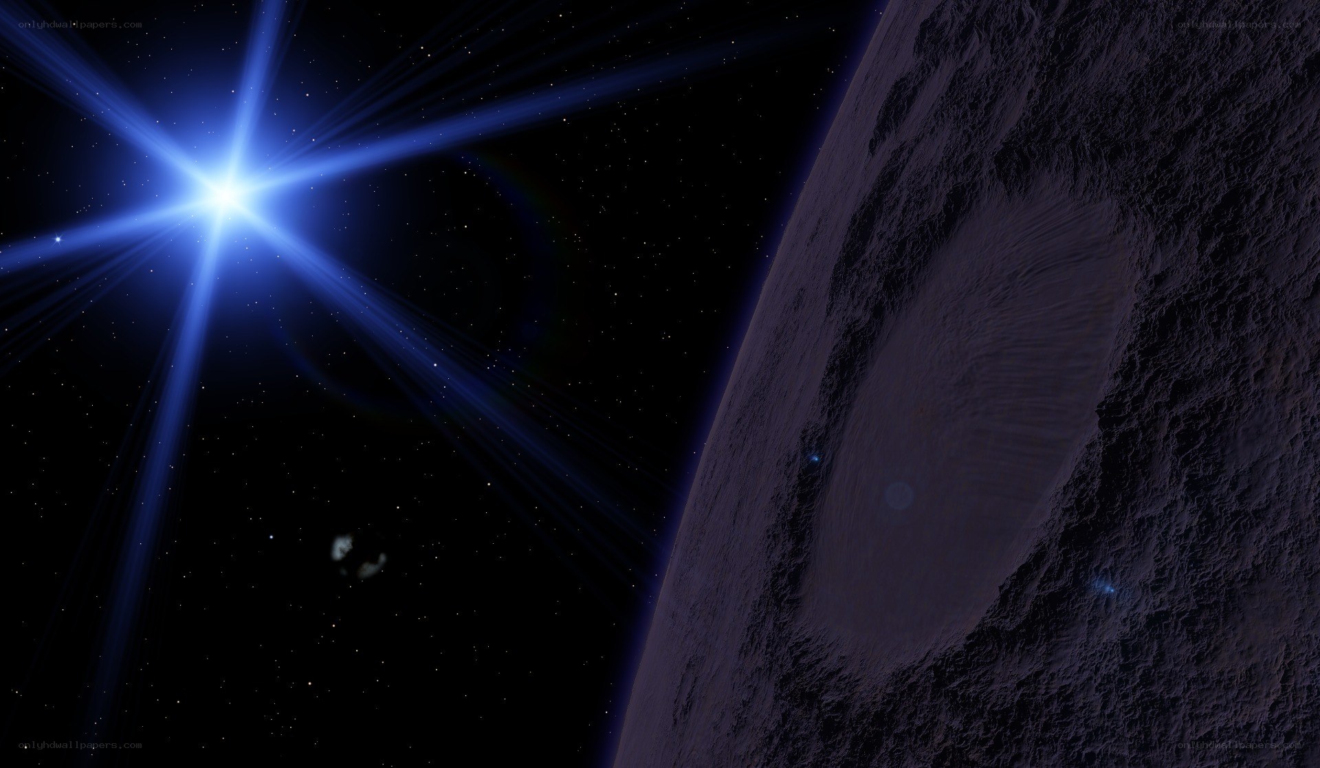 space planet with bright star